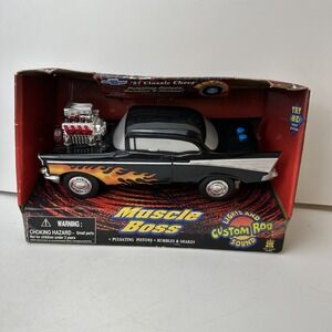 Toy State Muscle Boss 1957 Classic Rod Chevy 1:16 Black with Flames AS IS